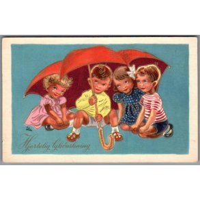 Illa - Hjertelig Lyknskning - Stender Serie 5003 - Ubrugt - Blank forside !