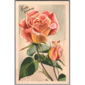 Illa - Hjertelig Lyknskning - Stender Serie 1400 - Ubrugt