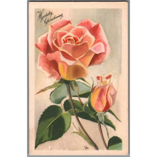 Illa - Hjertelig Lyknskning - Stender Serie 1400 - Ubrugt