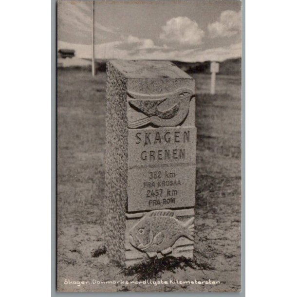 Skagen - Danmarks nordligske Kilometersten - Postkort - Brugt