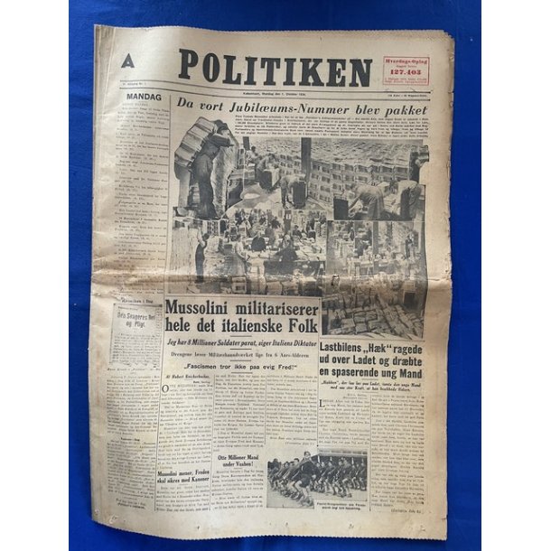 Politiken - Jubilumsnummer - 128 Sider - 40 Magasinsider - 1. Oktober 1934