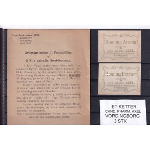 Etiketter - Cand. Pharm. Axel - Vordingborg - 3 Stk.