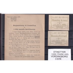 Etiketter - Cand. Pharm. Axel - Vordingborg - 3 Stk.