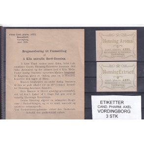 Etiketter - Cand. Pharm. Axel - Vordingborg - 3 Stk.