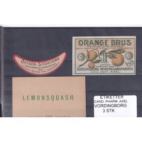 Etiketter - Cand. Pharm. Axel - Vordingborg - 3 Stk.