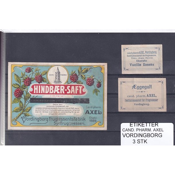 Etiketter - Cand. Pharm. Axel - Vordingborg - 3 Stk.