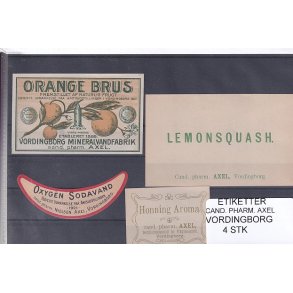 Etiketter - Cand. Pharm. Axel - Vordingborg - 4 Stk.