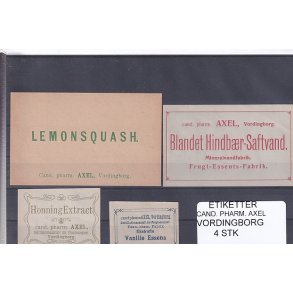 Etiketter - Cand. Pharm. Axel - Vordingborg - 4 Stk.