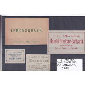 Etiketter - Cand. Pharm. Axel - Vordingborg - 4 Stk.
