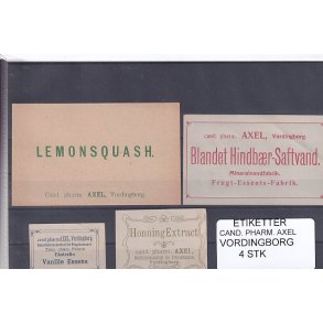 Etiketter - Cand. Pharm. Axel - Vordingborg - 4 Stk.