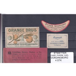 Etiketter - Cand. Pharm. Axel - Vordingborg - 4 Stk.
