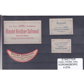 Etiketter - Cand. Pharm. Axel - Vordingborg - 4 Stk.