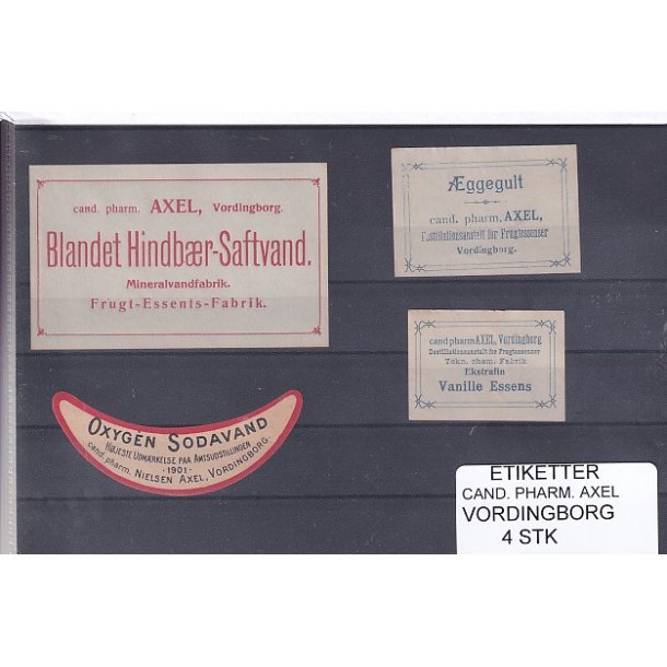 Etiketter - Cand. Pharm. Axel - Vordingborg - 4 Stk.