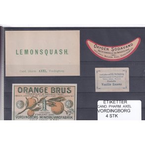 Etiketter - Cand. Pharm. Axel - Vordingborg - 4 Stk.