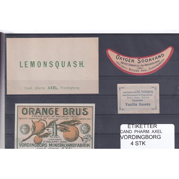 Etiketter - Cand. Pharm. Axel - Vordingborg - 4 Stk.