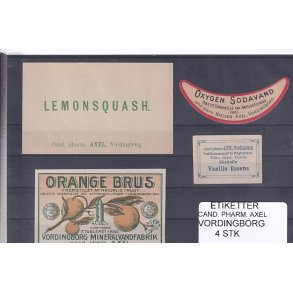 Etiketter - Cand. Pharm. Axel - Vordingborg - 4 Stk.