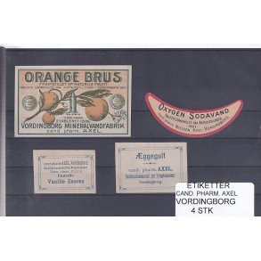Etiketter - Cand. Pharm. Axel - Vordingborg - 4 Stk.