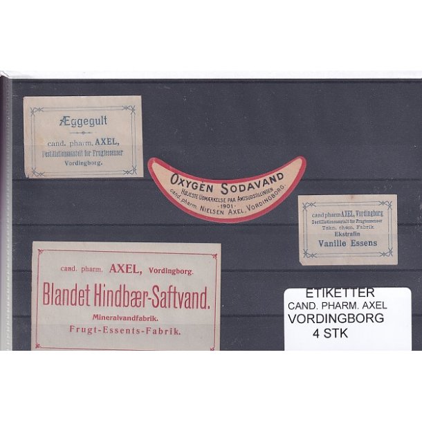 Etiketter - Cand. Pharm. Axel - Vordingborg - 4 Stk.