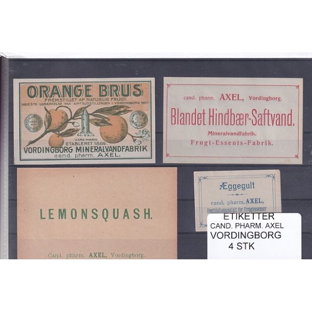Etiketter - Cand. Pharm. Axel - Vordingborg - 4 Stk.