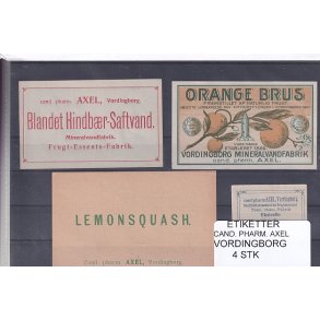 Etiketter - Cand. Pharm. Axel - Vordingborg - 4 Stk.