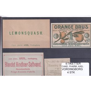 Etiketter - Cand. Pharm. Axel - Vordingborg - 4 Stk.