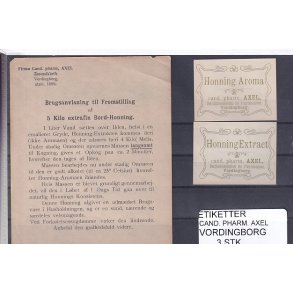 Etiketter - Cand. Pharm. Axel - Vordingborg - 3 Stk.