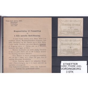 Etiketter - Cand. Pharm. Axel - Vordingborg - 3 Stk.