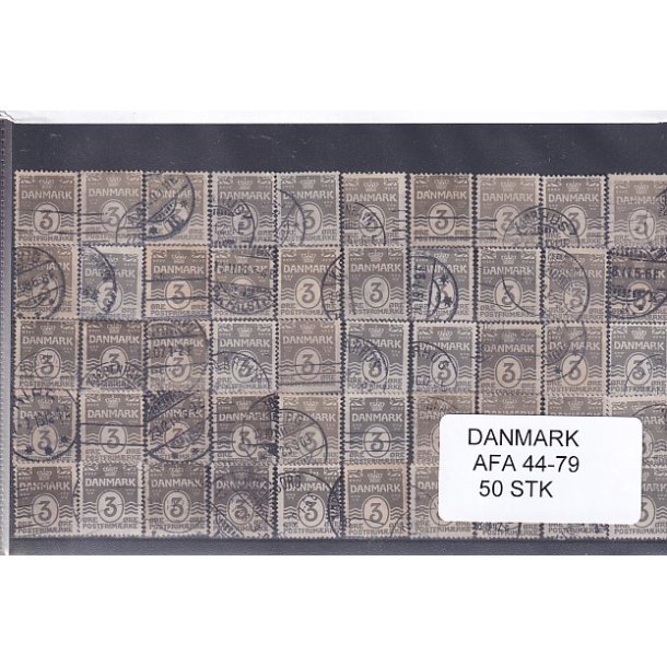 Danmark 50 stk Afa 44 - 79 - Stemplet