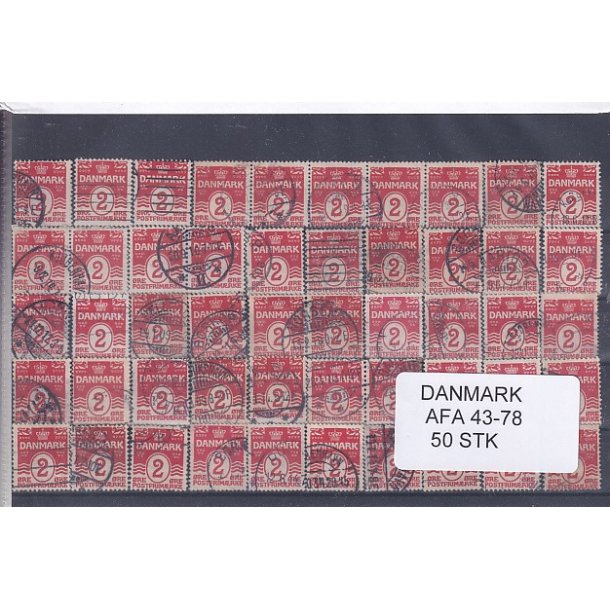 Danmark 50 stk Afa 43 - 78 - Stemplet