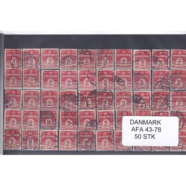 Danmark 50 stk Afa 43 - 78 - Stemplet