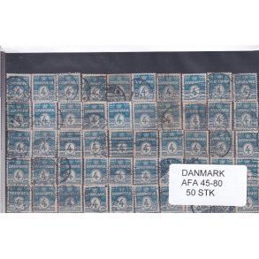 Danmark 50 stk Afa 45 - 80 - Stemplet