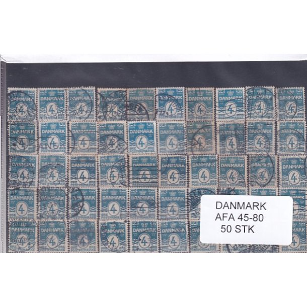 Danmark 50 stk Afa 45 - 80 - Stemplet