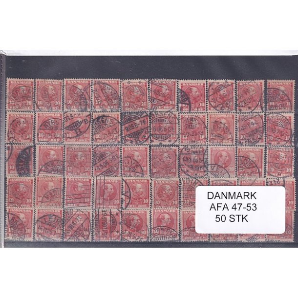 Danmark 50 stk Afa 47/53 Stemplet