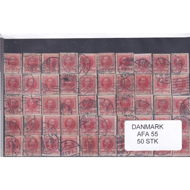 Danmark 50 stk Afa 55 Stemplet