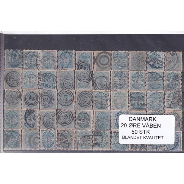 Danmark - 20 re Vben - 50 stk. - Blandet kvalitet
