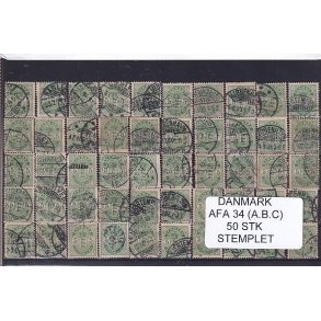 Danmark - Afa 34 (A.B.C.) - 50 Stk.  - Stemplet