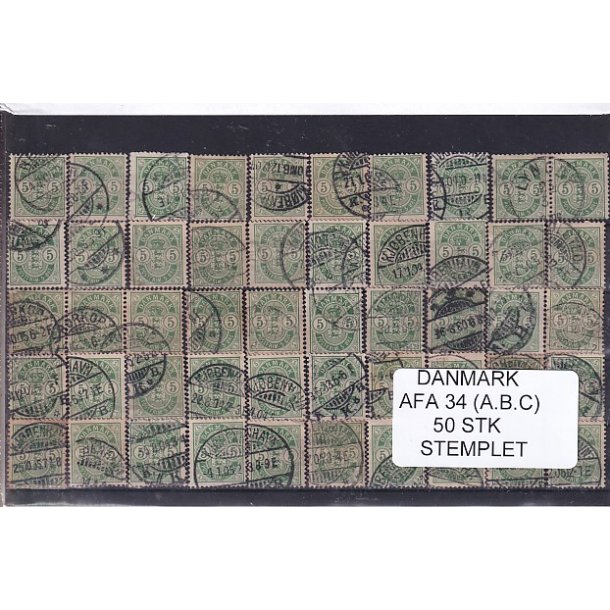 Danmark - Afa 34 (A.B.C.) - 50 Stk.  - Stemplet