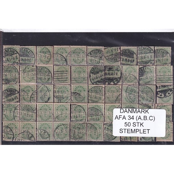 Danmark - Afa 34 (A.B.C.) - 50 Stk.  - Stemplet