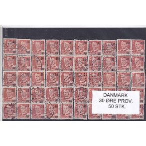 Danmark 50 stk - 30 re Provisorier - Stemplet
