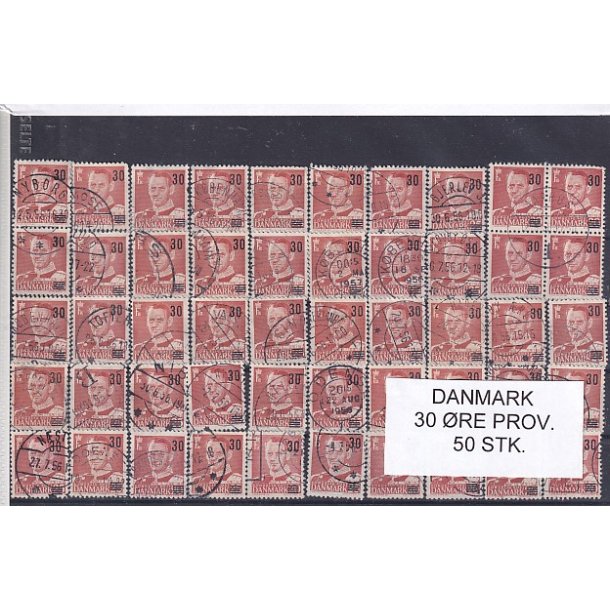 Danmark 50 stk - 30 re Provisorier - Stemplet