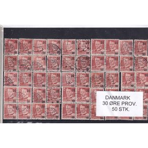 Danmark 50 stk - 30 re Provisorier - Stemplet