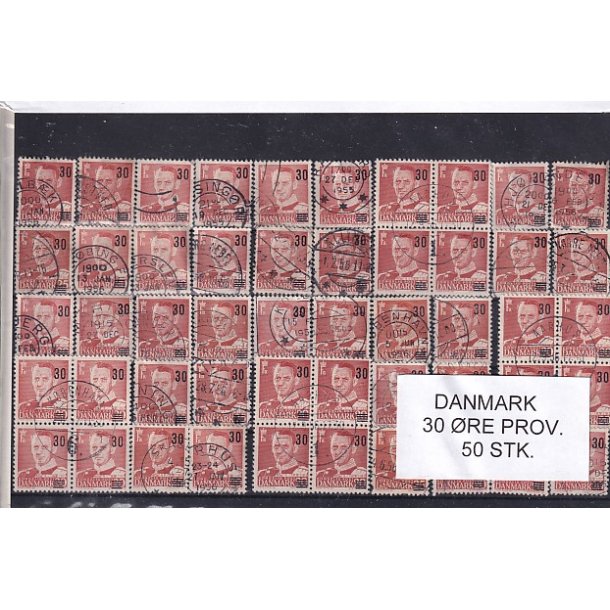 Danmark 50 stk - 30 re Provisorier - Stemplet