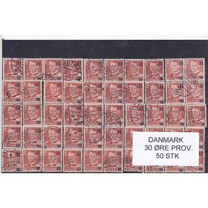 Danmark 50 stk - 30 re Provisorier - Stemplet