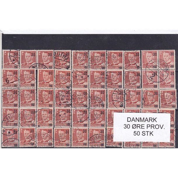 Danmark 50 stk - 30 re Provisorier - Stemplet