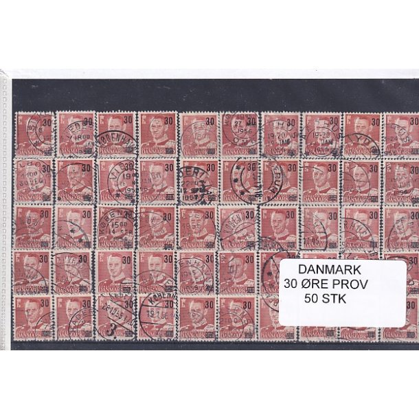 Danmark 50 stk - 30 re Provisorier - Stemplet