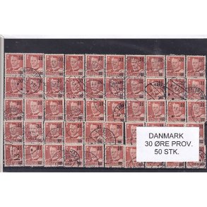 Danmark 50 stk - 30 re Provisorier - Stemplet