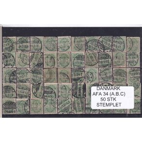Danmark - Afa 34 (A.B.C.) - 50 Stk.  - Stemplet
