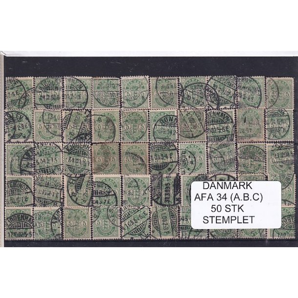 Danmark - Afa 34 (A.B.C.) - 50 Stk.  - Stemplet