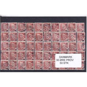Danmark 50 stk - 30 re Provisorier - Stemplet