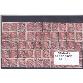 Danmark 50 stk - 30 re Provisorier - Stemplet